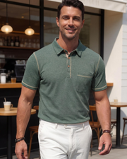 Polo Ryan para Hombre de Algodón Stretch – Manga Corta, Bolsillo en el Pecho y Cuello en Contraste