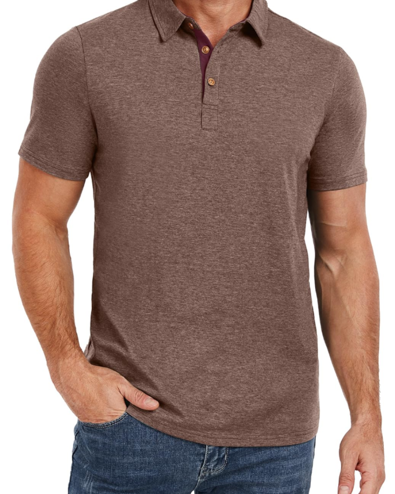 Polo de hombre Ethan en algodón stretch – Cuello contrastado y cierre de 3 botones