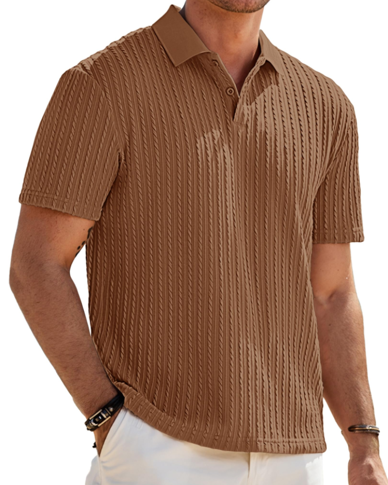 Oliver Polo Homme Maille Texturée – Col Revers Élégant & Fermeture 2 Boutons