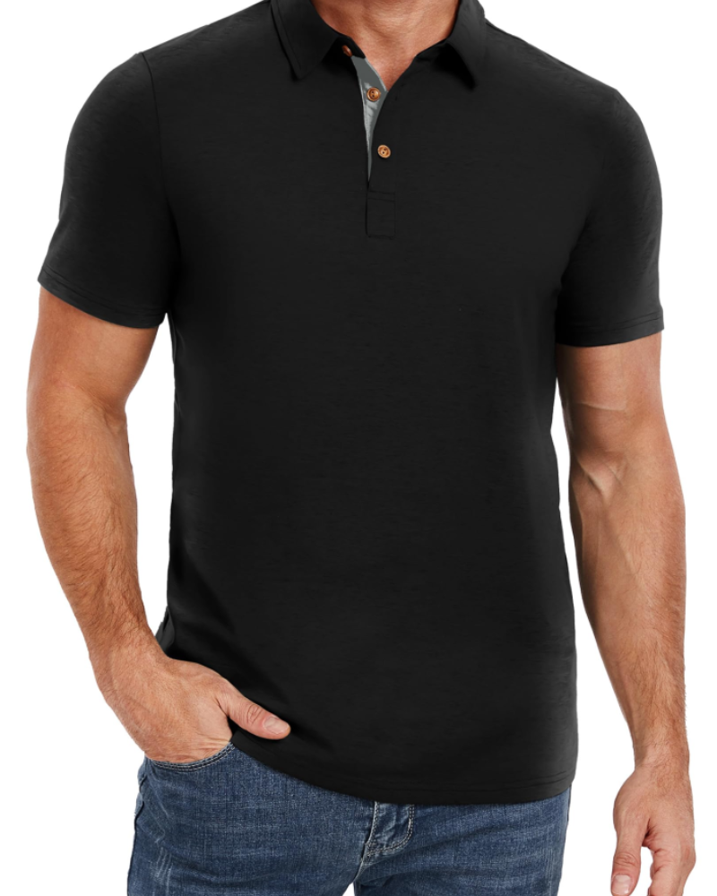 Polo de hombre Ethan en algodón stretch – Cuello contrastado y cierre de 3 botones