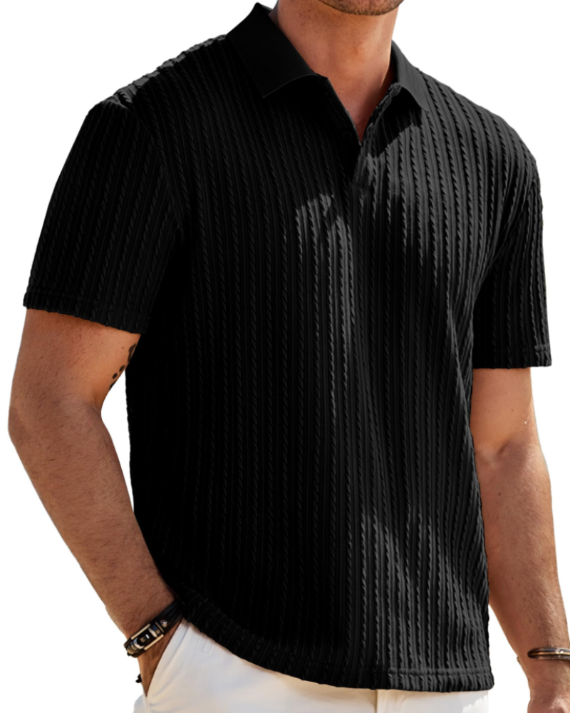 Oliver Polo Homme Maille Texturée – Col Revers Élégant & Fermeture 2 Boutons