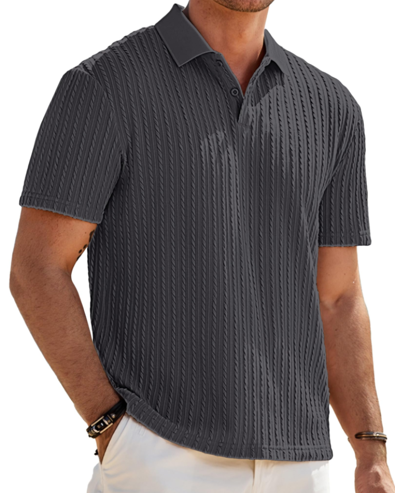 Oliver Polo Homme Maille Texturée – Col Revers Élégant & Fermeture 2 Boutons