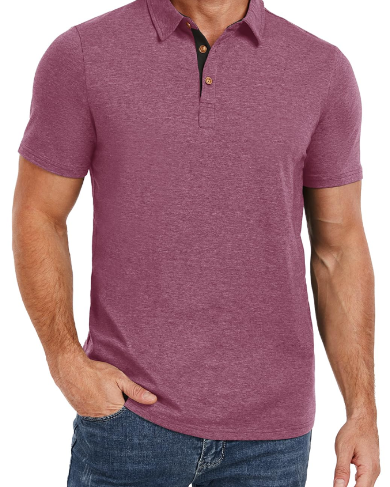 Polo de hombre Ethan en algodón stretch – Cuello contrastado y cierre de 3 botones