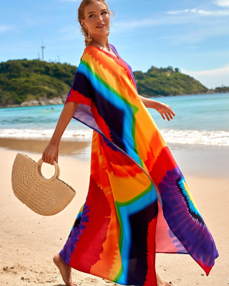 Olive Kaftan Dame Store Størrelser – Maxi Strandkjole Flydende, Løs Pasform & Boheme Stil