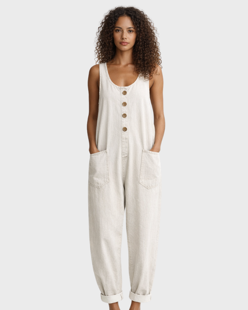 Faith Kvinde Jumpsuit Denim Bomuld – Løs Vintage Pasform & Justerbare Stropper