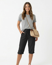 Serena Women's Cotton Linen Pants – Relaxed Fit & Breathable Elastic Waist