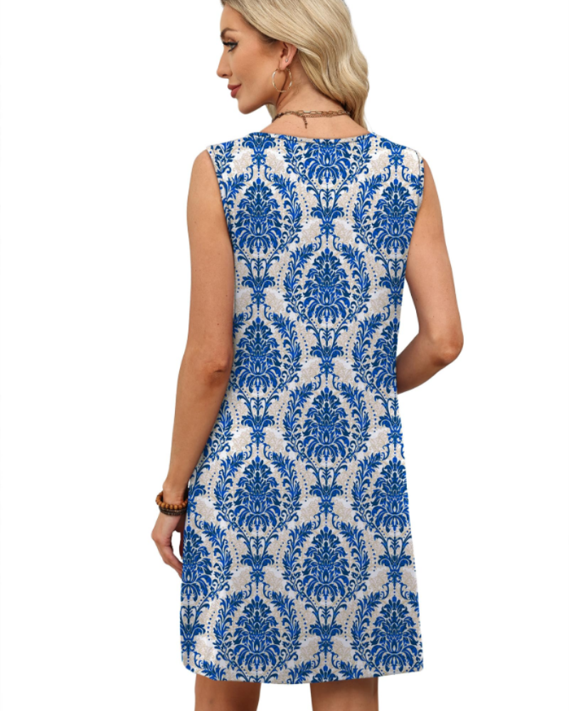 Renee mini-jurk voor dames – Zomer tanktop jurk van kant, vloeiende pasvorm met zakken, elegante stijl