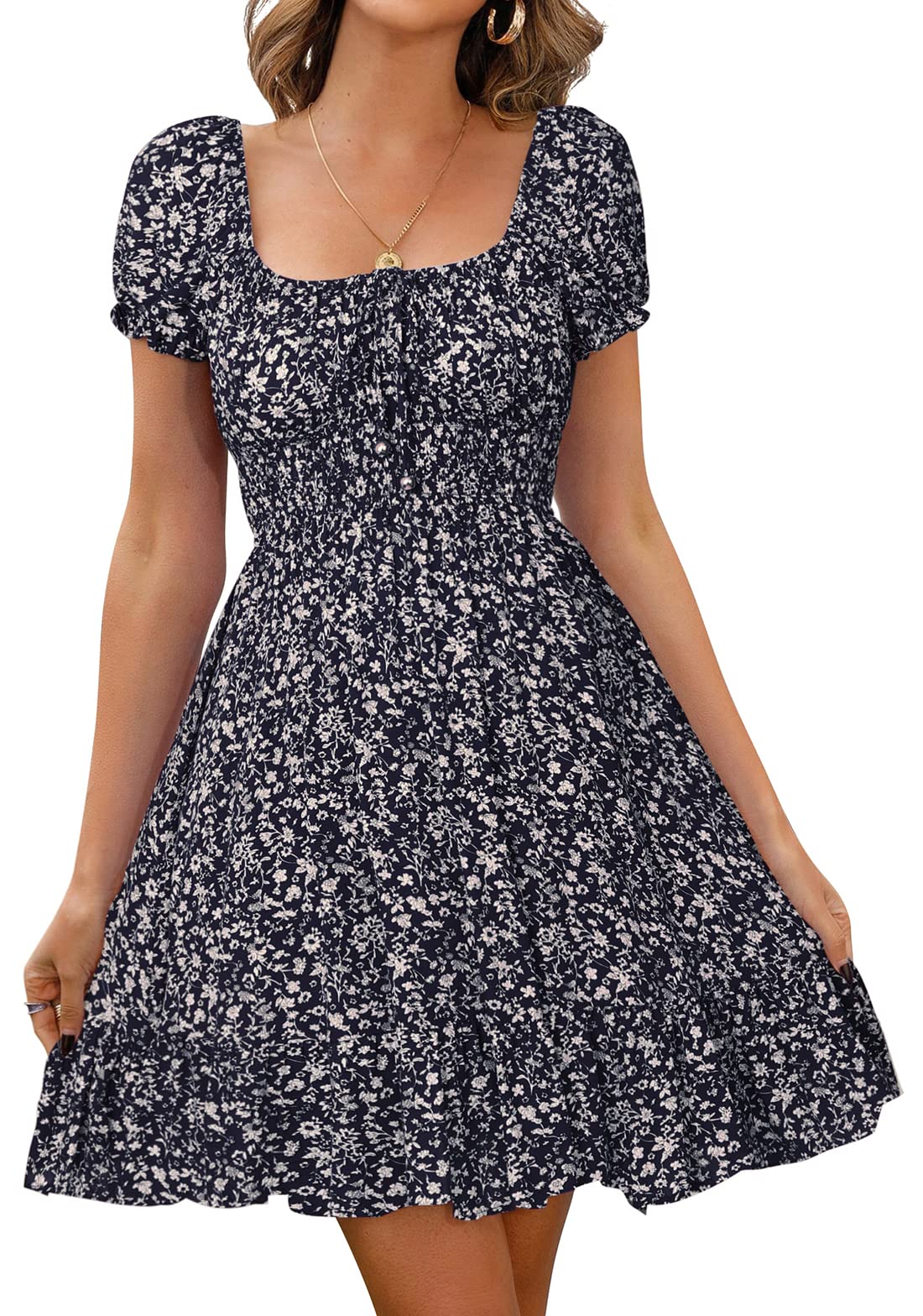Kendra Women's Robe – Heart Neckline, Puff Sleeves, Mini High-Waist Cut & Open Back Summer