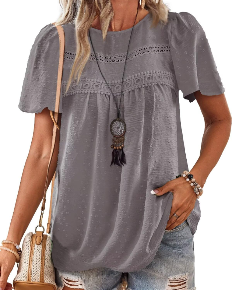 Naira Women's Blouse – Bohemian Chiffon Top with Lace & Flowing Cut