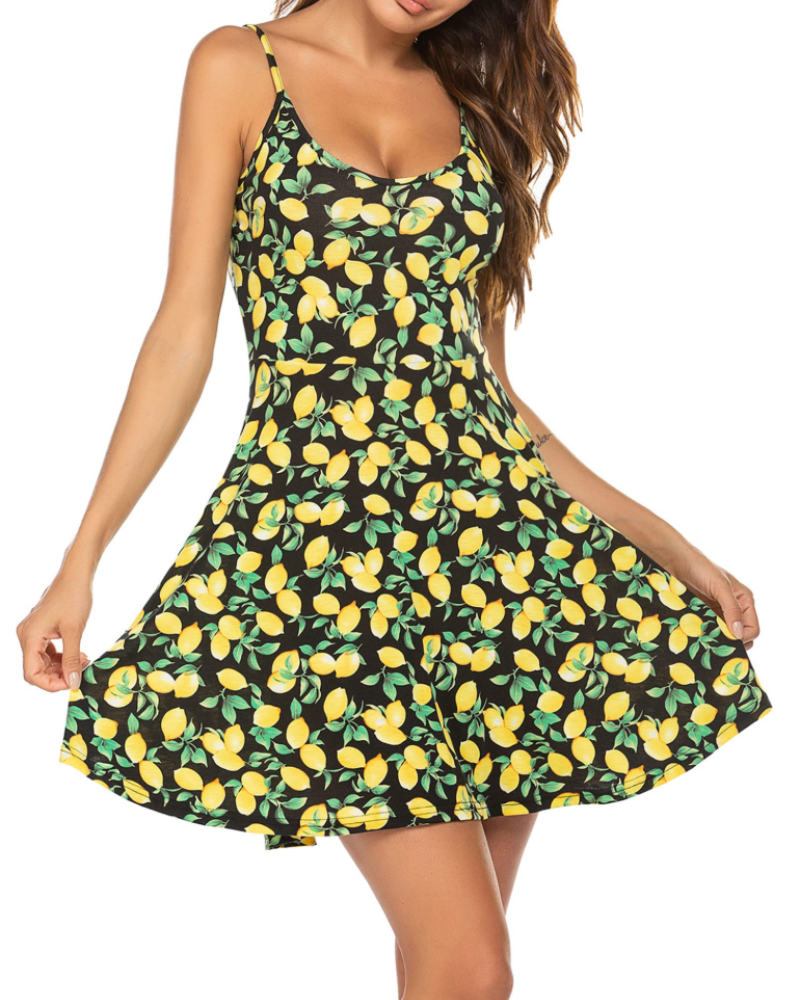 Vestido Verity Robe Fleurie para Mulher – Vestido de Verão com Decote em V, Alças Ajustáveis e Corte Evasé