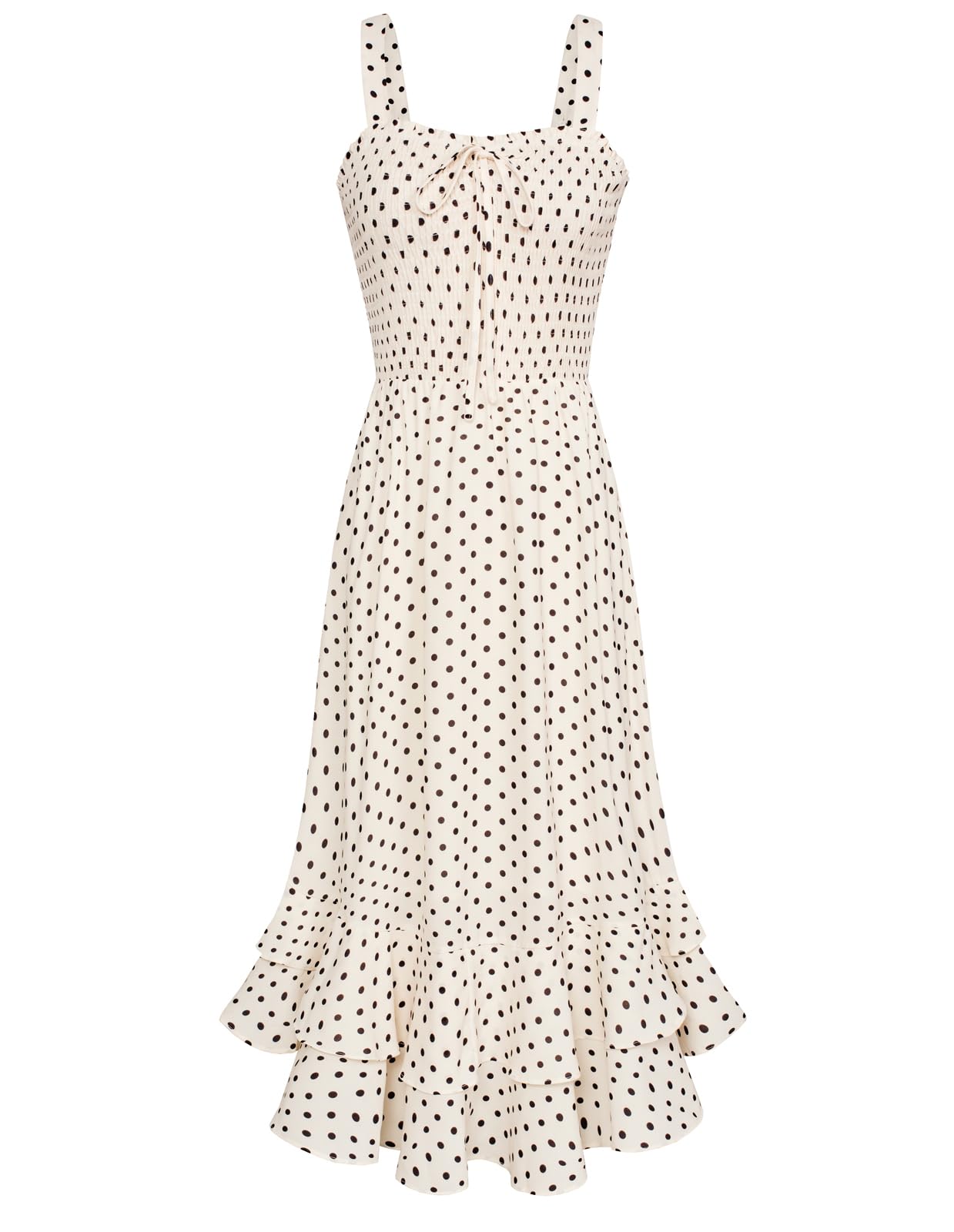 Vestido Maxi Mildred para Mulher – Decote Quadrado, Alças, Corte Evasé com Pregas e Barra com Folhos Verão
