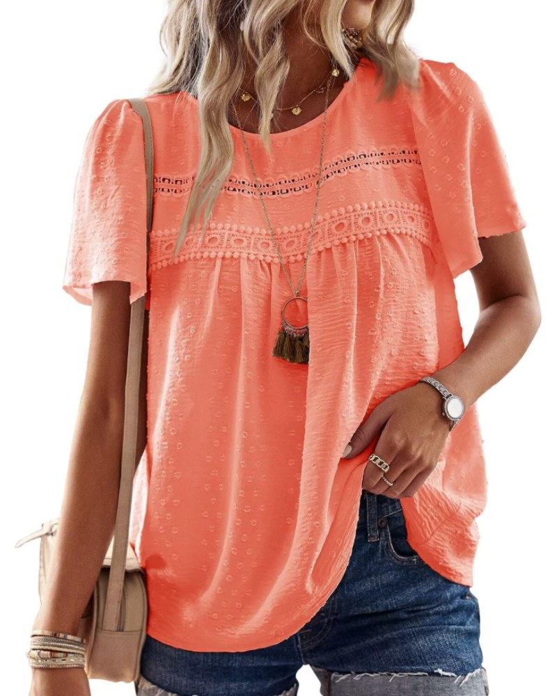 Naira Women's Blouse – Bohemian Chiffon Top with Lace & Flowing Cut