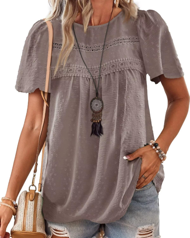 Naira Women's Blouse – Bohemian Chiffon Top with Lace & Flowing Cut