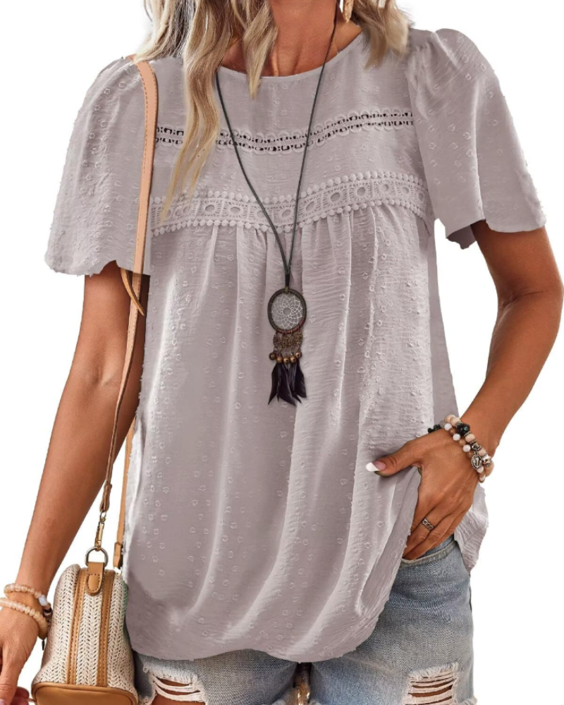 Naira Women's Blouse – Bohemian Chiffon Top with Lace & Flowing Cut