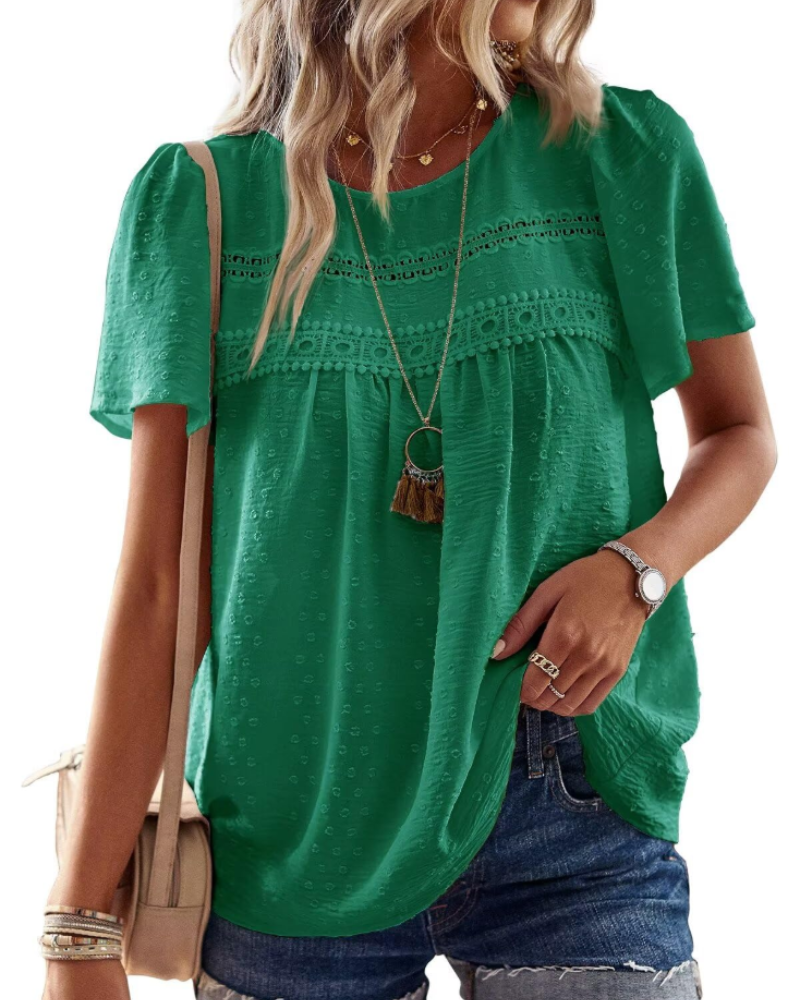 Naira Women's Blouse – Bohemian Chiffon Top with Lace & Flowing Cut