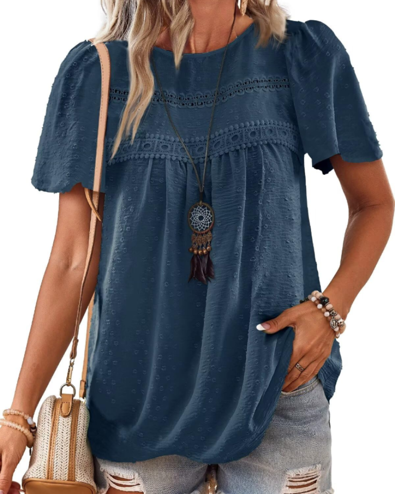 Naira Women's Blouse – Bohemian Chiffon Top with Lace & Flowing Cut