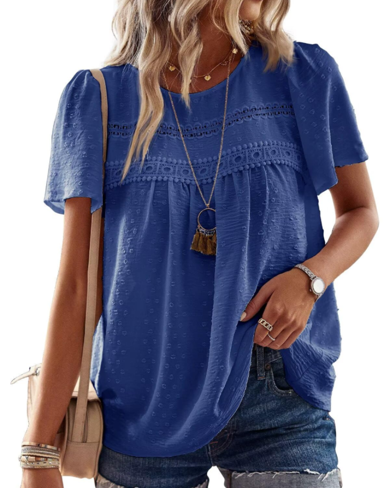 Naira Women's Blouse – Bohemian Chiffon Top with Lace & Flowing Cut