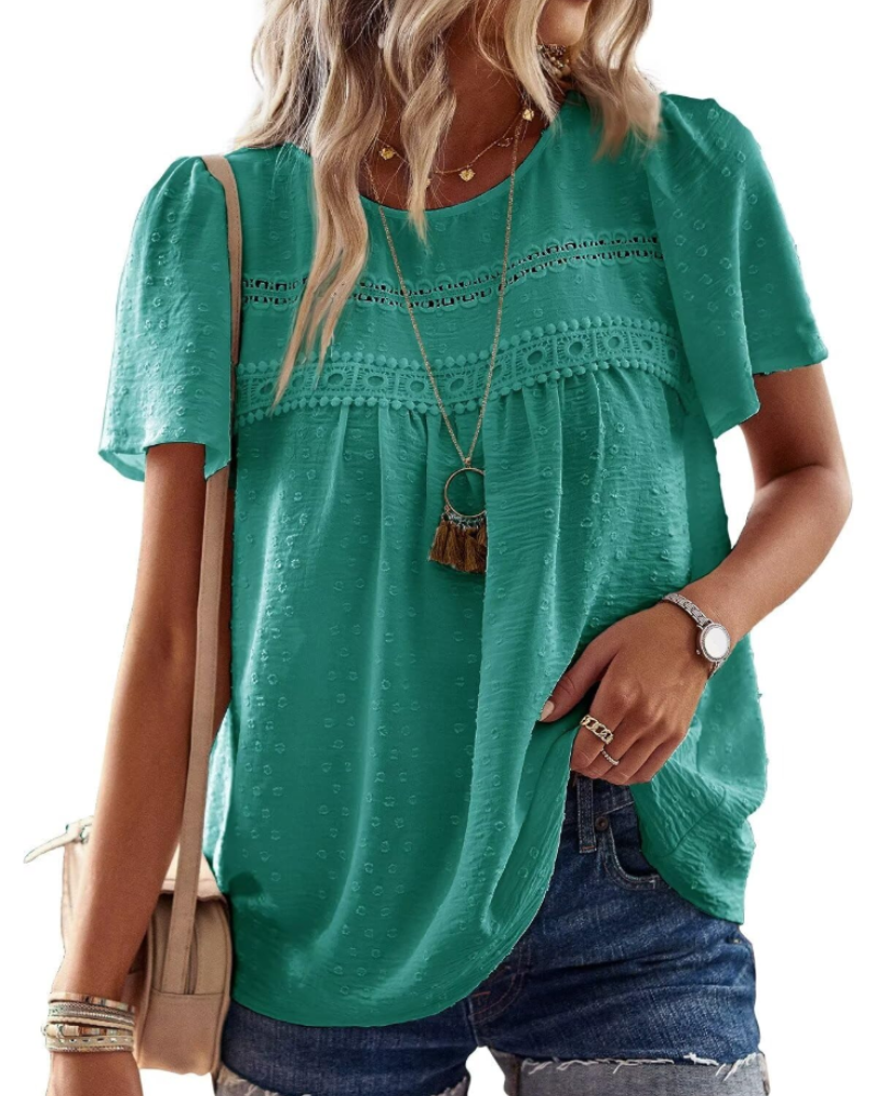 Naira Women's Blouse – Bohemian Chiffon Top with Lace & Flowing Cut