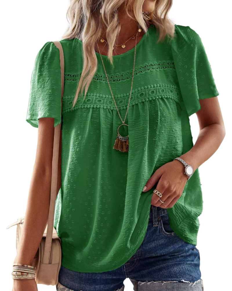 Naira Women's Blouse – Bohemian Chiffon Top with Lace & Flowing Cut