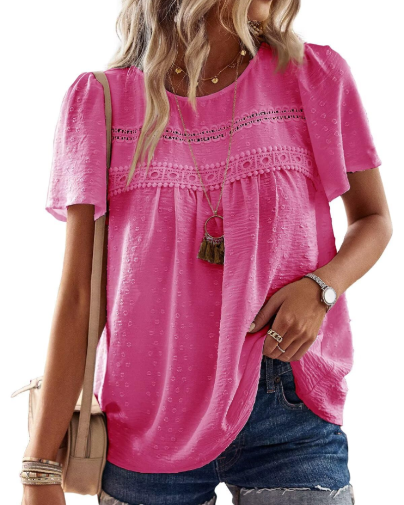 Naira Women's Blouse – Bohemian Chiffon Top with Lace & Flowing Cut
