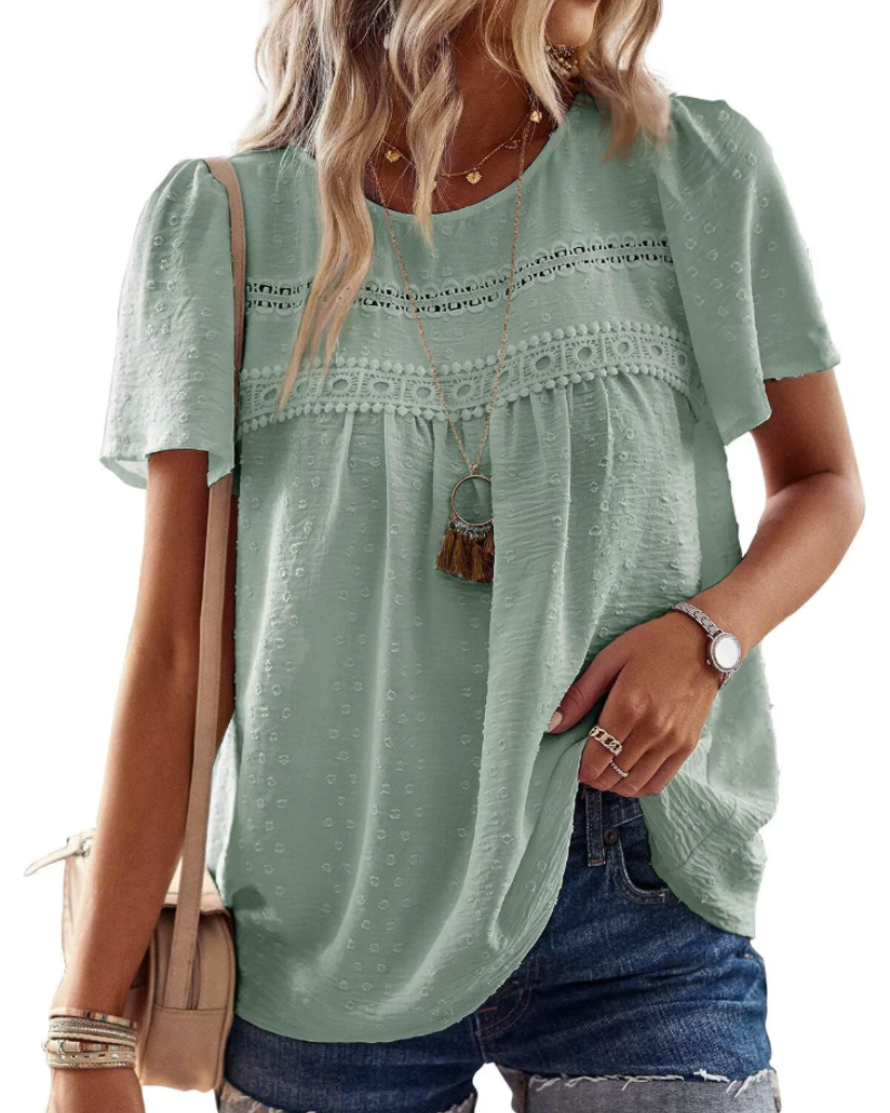 Naira Women's Blouse – Bohemian Chiffon Top with Lace & Flowing Cut