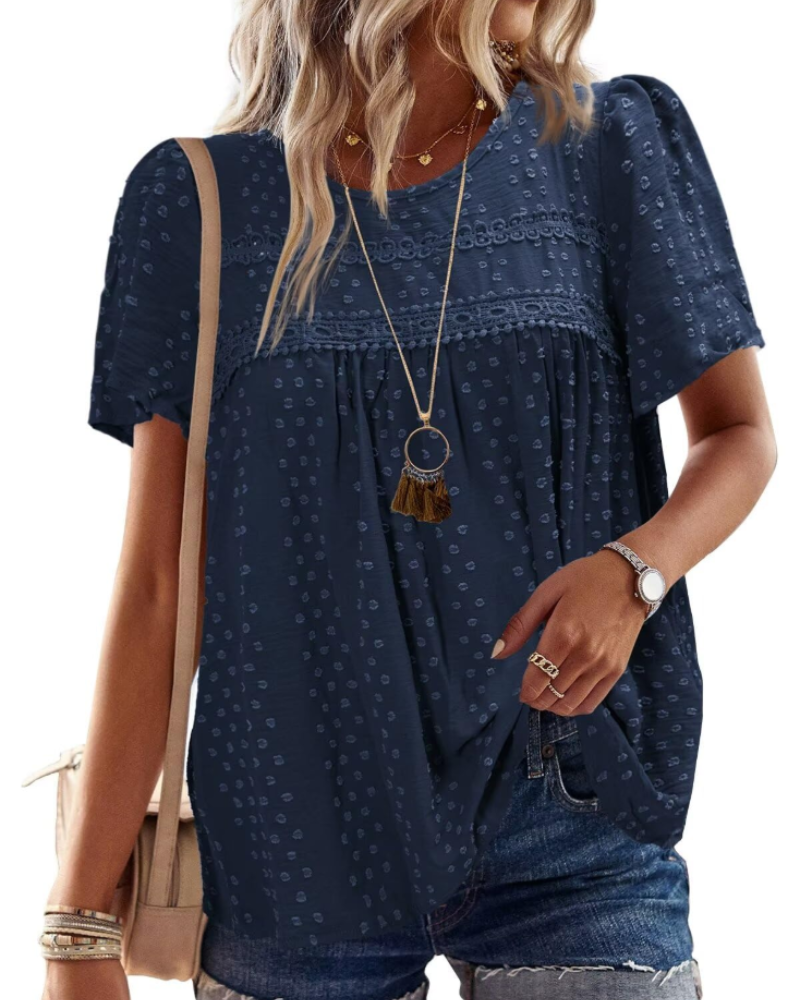 Naira Women's Blouse – Bohemian Chiffon Top with Lace & Flowing Cut
