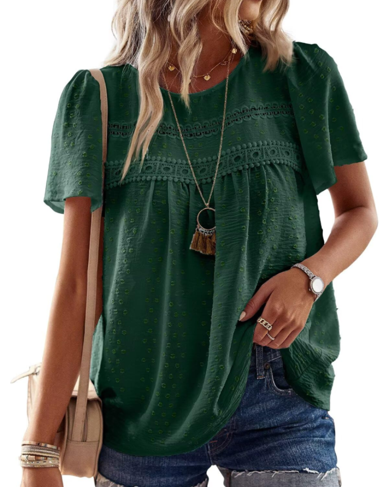 Naira Women's Blouse – Bohemian Chiffon Top with Lace & Flowing Cut
