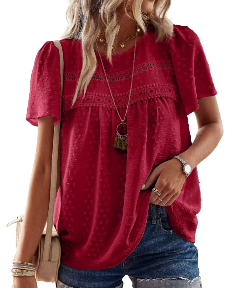 Naira Women's Blouse – Bohemian Chiffon Top with Lace & Flowing Cut