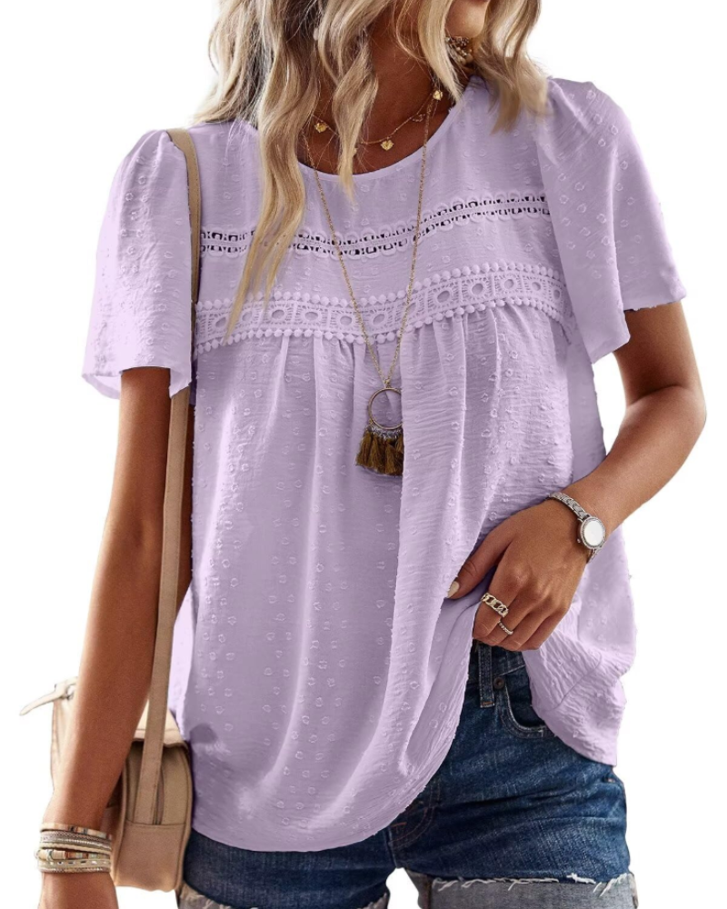Naira Women's Blouse – Bohemian Chiffon Top with Lace & Flowing Cut