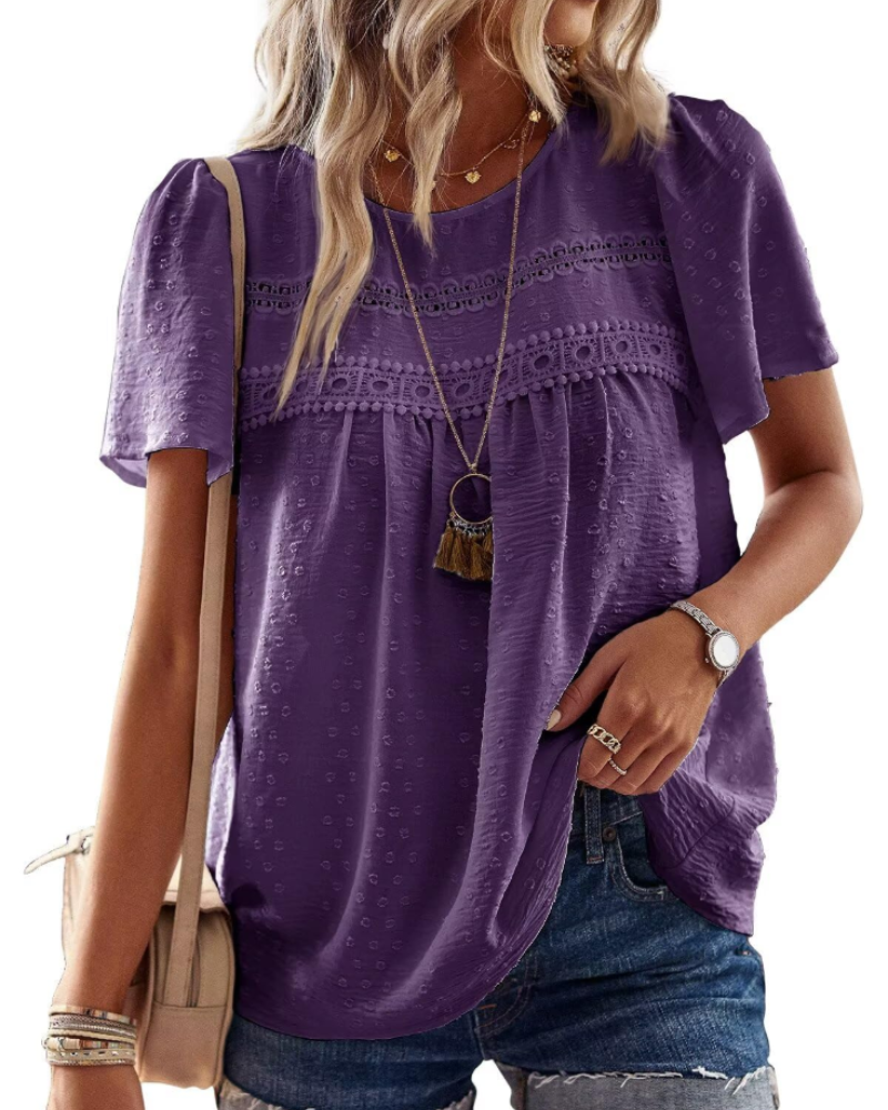 Naira Women's Blouse – Bohemian Chiffon Top with Lace & Flowing Cut
