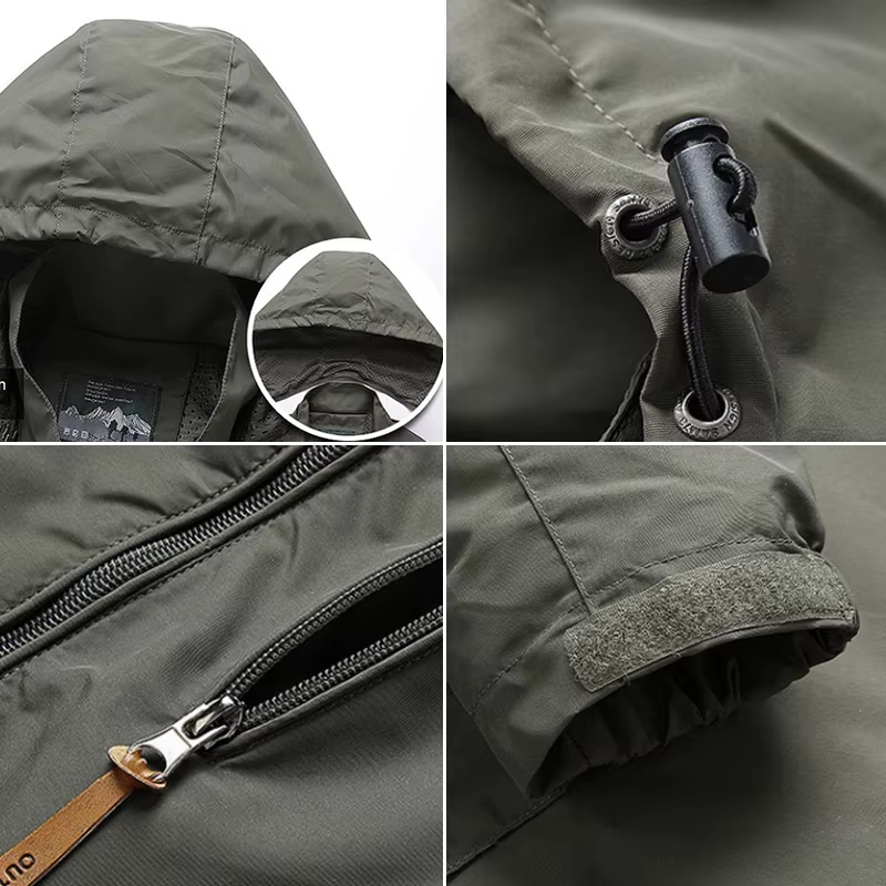 Alain Chaqueta Exterior Hombre Impermeable – Cortaviento de Poliamida con Capucha Ajustable