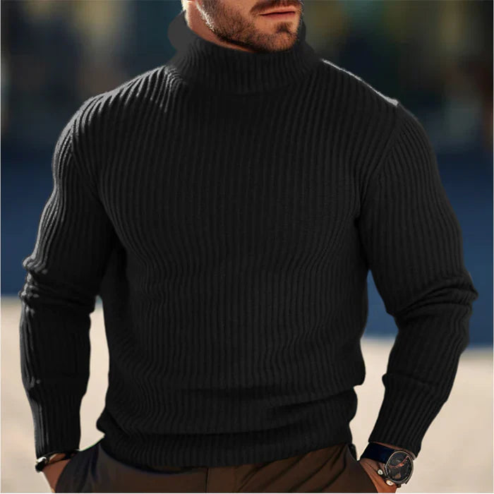 Driego Męski Sweter z Golfem Slim Fit Prążkowany – Ciepła Dzianina i Nowoczesny Styl