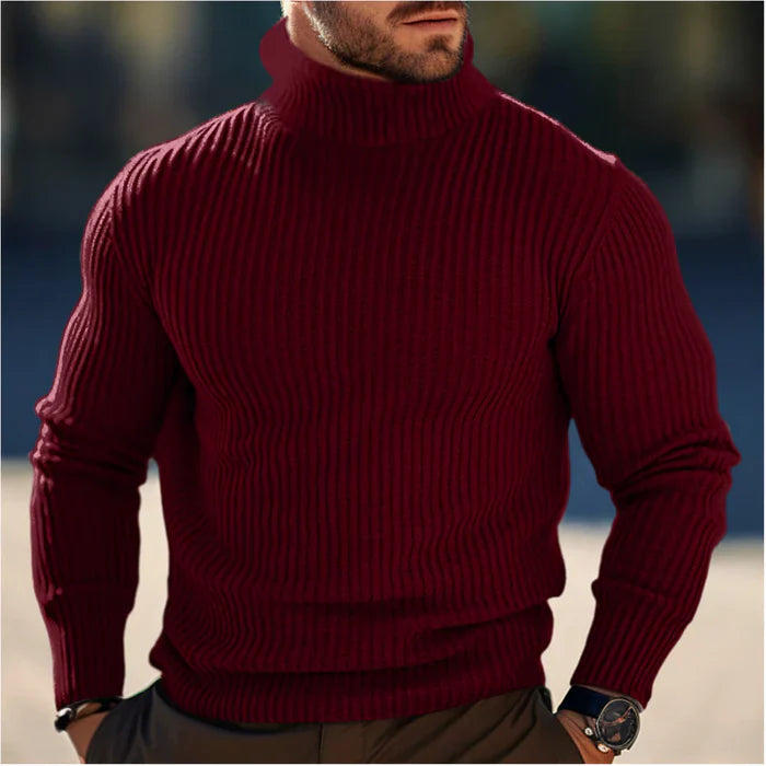 Driego Męski Sweter z Golfem Slim Fit Prążkowany – Ciepła Dzianina i Nowoczesny Styl