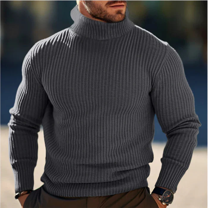 Driego Męski Sweter z Golfem Slim Fit Prążkowany – Ciepła Dzianina i Nowoczesny Styl
