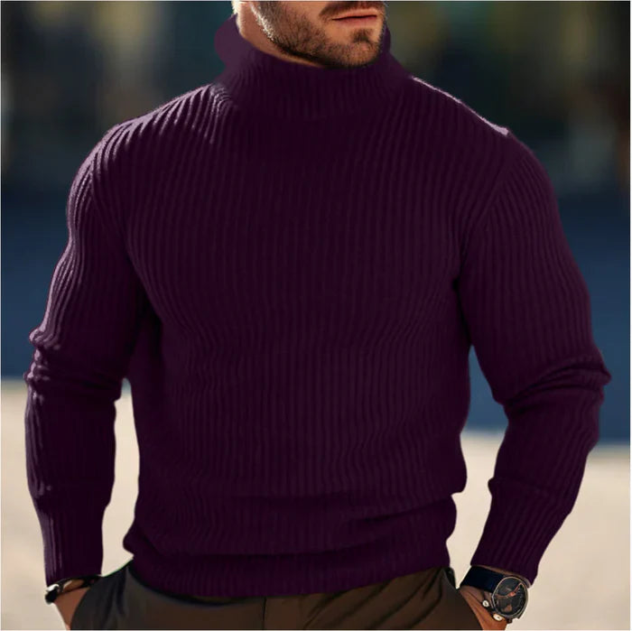 Driego Męski Sweter z Golfem Slim Fit Prążkowany – Ciepła Dzianina i Nowoczesny Styl