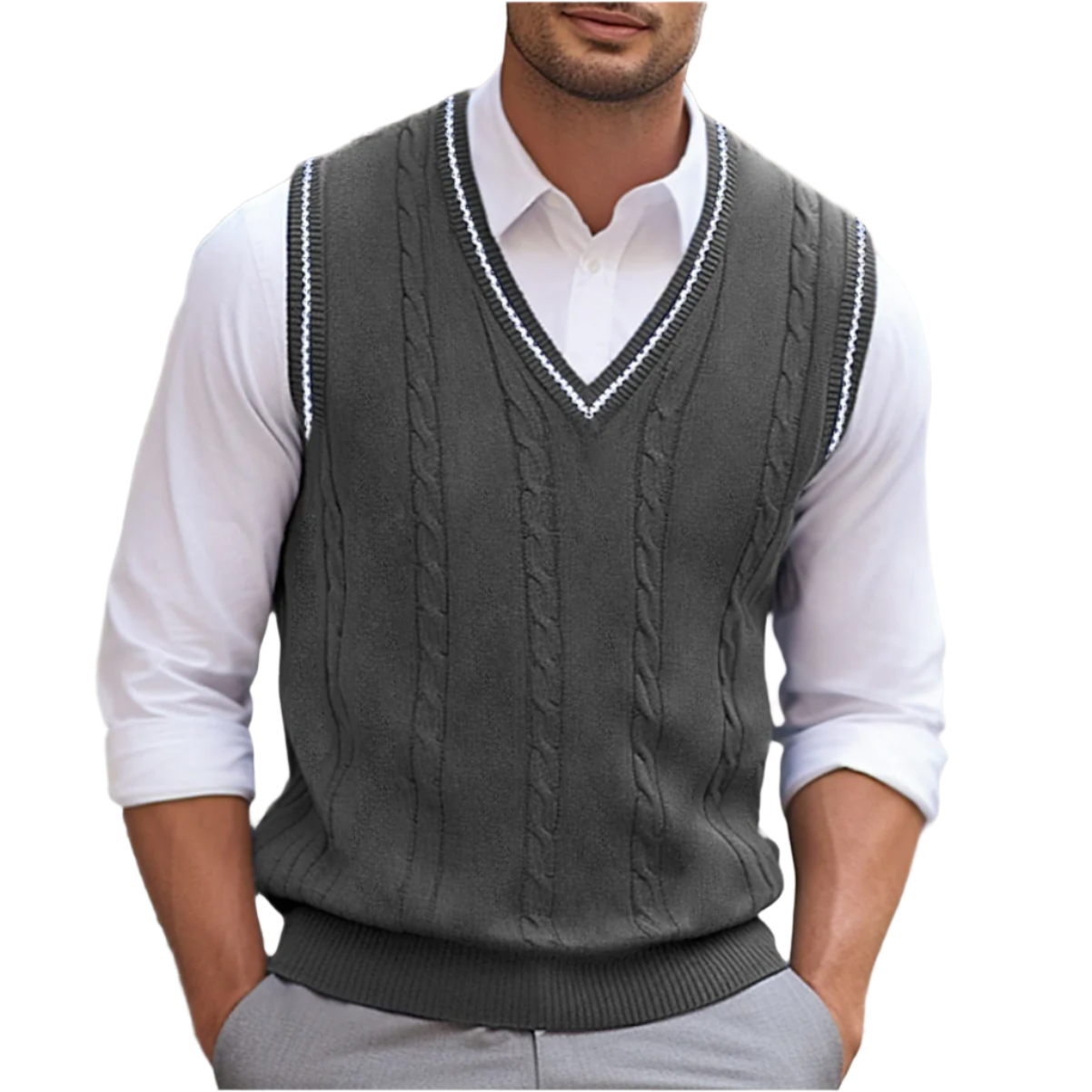 Suéter Kyson para hombre: elegante y cómodo suéter sin mangas con cuello en V, estilo moderno. 