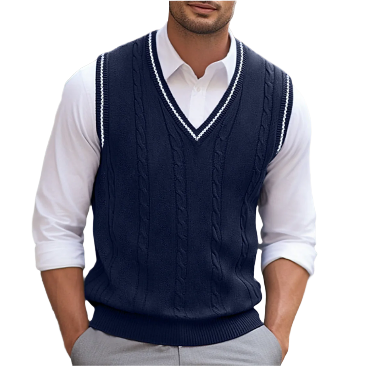 Suéter Kyson para hombre: elegante y cómodo suéter sin mangas con cuello en V, estilo moderno. 