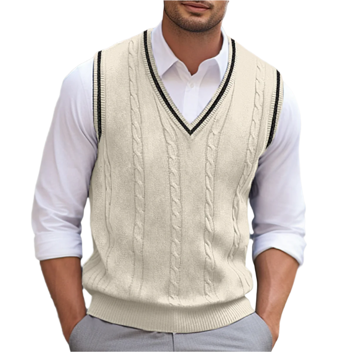 Suéter Kyson para hombre: elegante y cómodo suéter sin mangas con cuello en V, estilo moderno. 