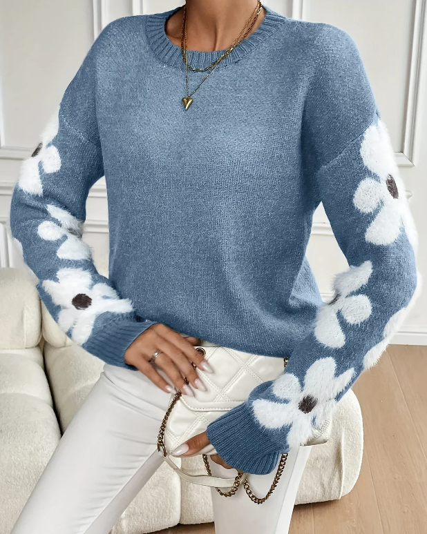 Aisha ženski pulover – elegantan i udoban pleteni pulover s cvjetnim uzorkom za sezonu