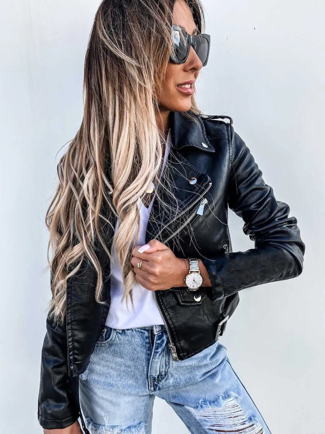 Maxine Damen-Jacke – Elegante & zeitlose Lederjacke im schicken, modernen Stil