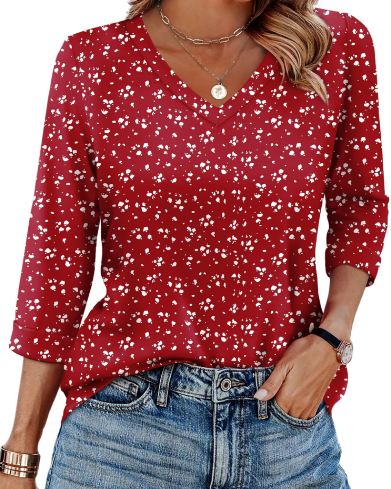 Indie Tunica Donna – Top Scollo a V Maniche 3/4 Taglio Largo Base e Confortevole