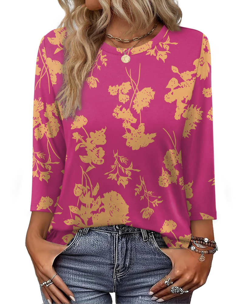 Indie Tunica Donna – Top Scollo a V Maniche 3/4 Taglio Largo Base e Confortevole