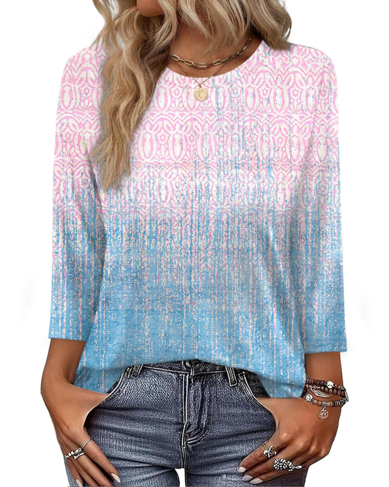 Indie Tunica Donna – Top Scollo a V Maniche 3/4 Taglio Largo Base e Confortevole