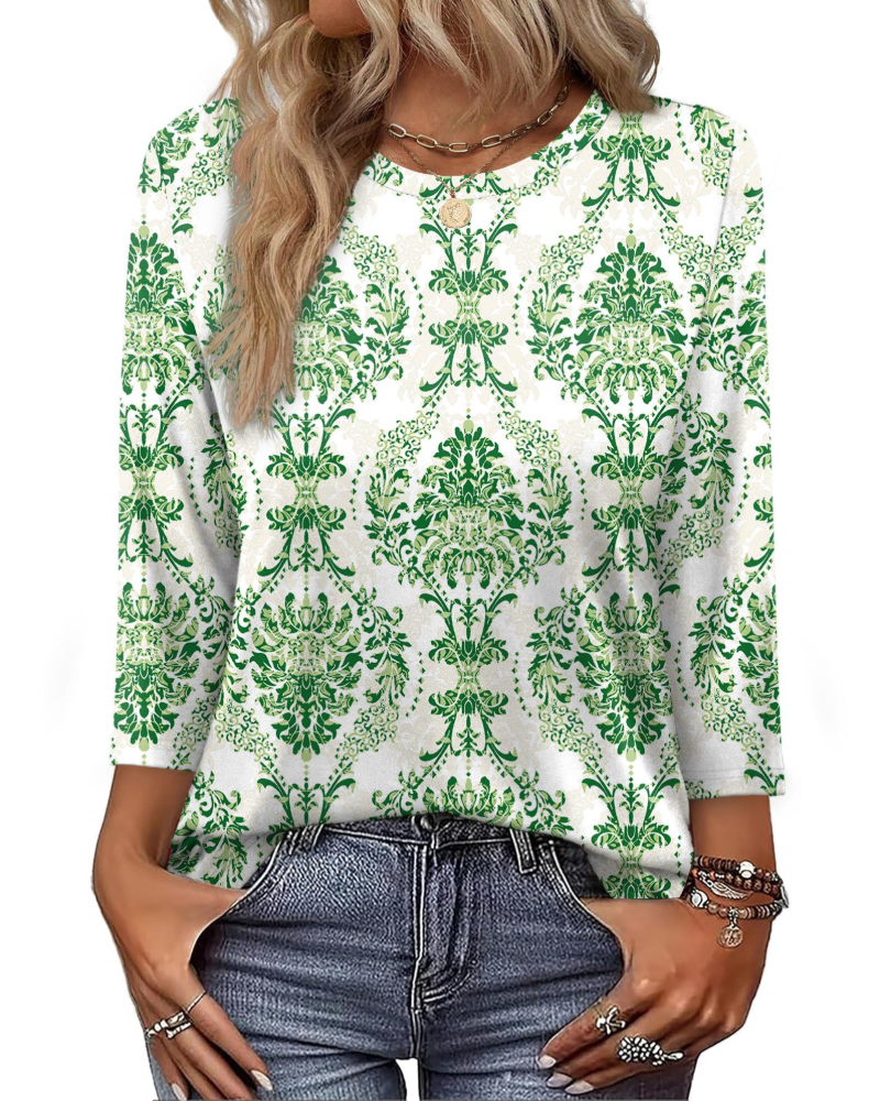 Indie Tunica Donna – Top Scollo a V Maniche 3/4 Taglio Largo Base e Confortevole