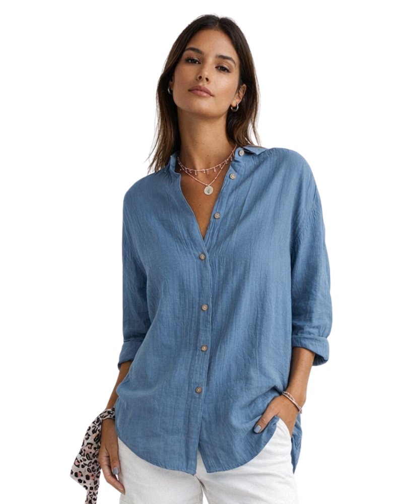 Christina Chemisier Femme Coton – Coupe Ajustée Élégante & Tissu Respirant Premium