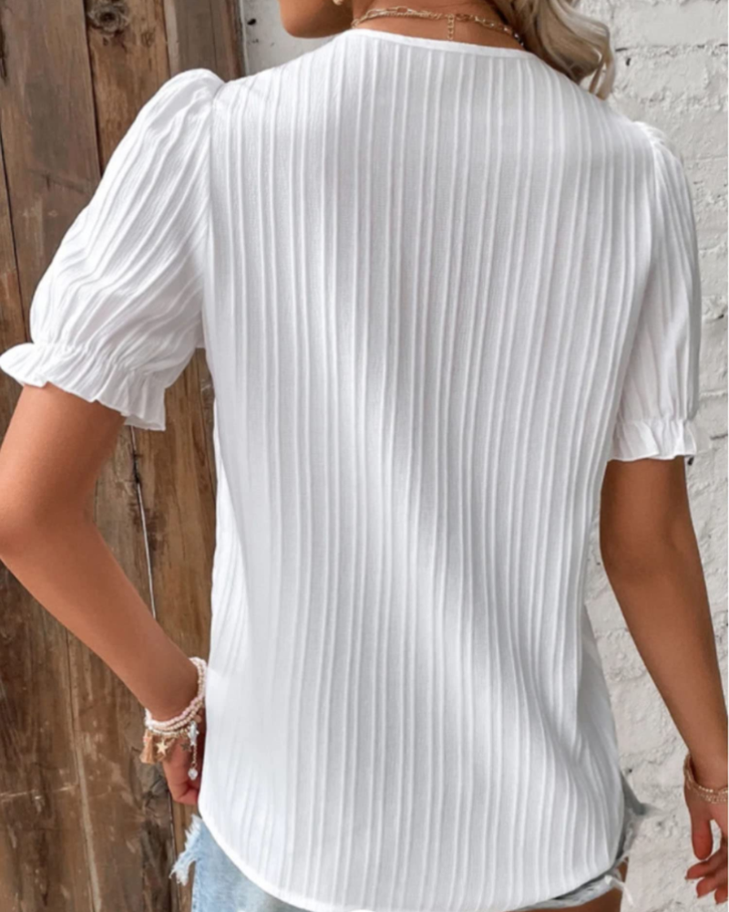 Esme Blouse Femme – Top Élégant en Dentelle Col V Coupe Loose Chic Été