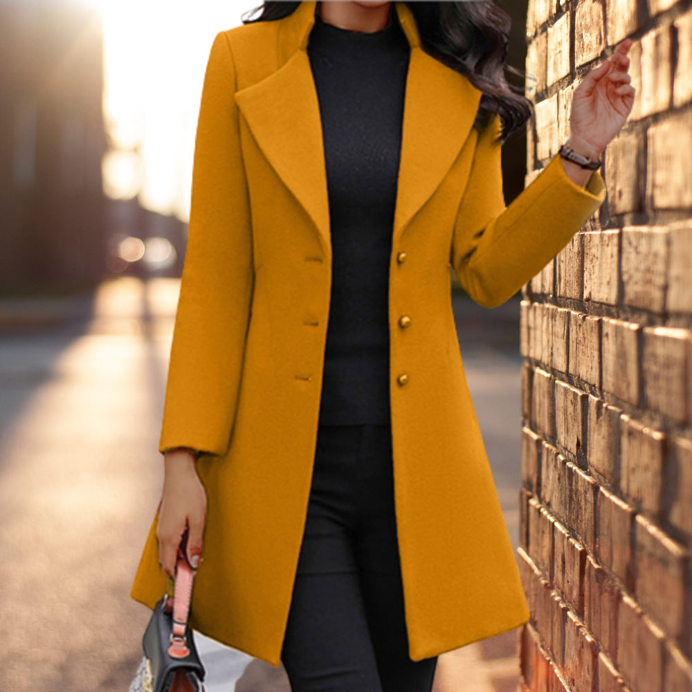 Juniper Damenmantel aus Wollmischung – Figurbetonte Winterjacke mit klassischem und elegantem Design