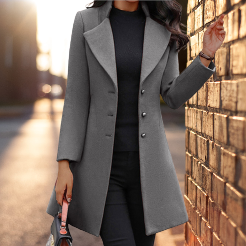 Juniper Damenmantel aus Wollmischung – Figurbetonte Winterjacke mit klassischem und elegantem Design