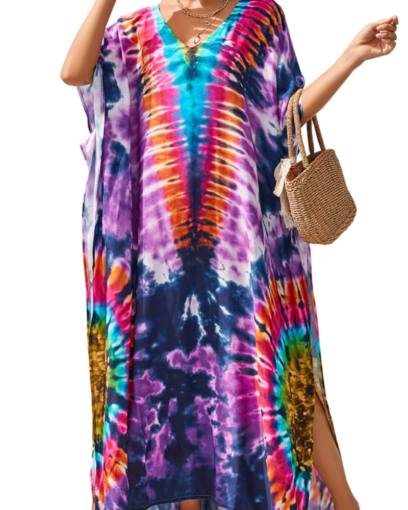 Celestine Kaftan-kjole til kvinder – Let oversized strandkjole i boheme-stil, one size