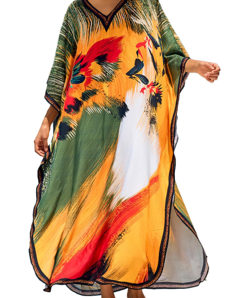 Celestine Kaftan-kjole til kvinder – Let oversized strandkjole i boheme-stil, one size